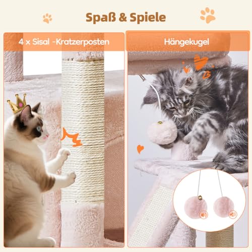 Taoqimiao Cat Tree, 38.5In Cat Tower for Indoor Cats, Suitable for Kittens - color: Jelly Pink, size: 38.5 Inches