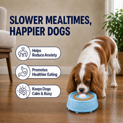 2-Pack Petsy Dog Lick Bowl Slow Feeder with Rolling Ball (Blue) - color: 2-Pack Blue
