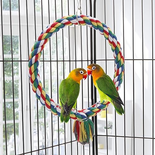 Wontee Bird Swing Colorful Rope Perch Climbing Toy for Parrots (S 7.5inch) - size: Small (7.5 inch)