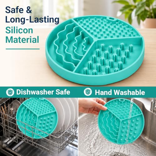 Large Size Cat & Dog Slow Feeder Puzzle Toy, Interactive Puzzle Feeder Bowl, Dog Lick Mat, Cat Food Puzzle, Pet Feeding Toy for Mental Stimulation, BPA Free Silicone, Dishwasher Safe (Green) - color: Mint Green
