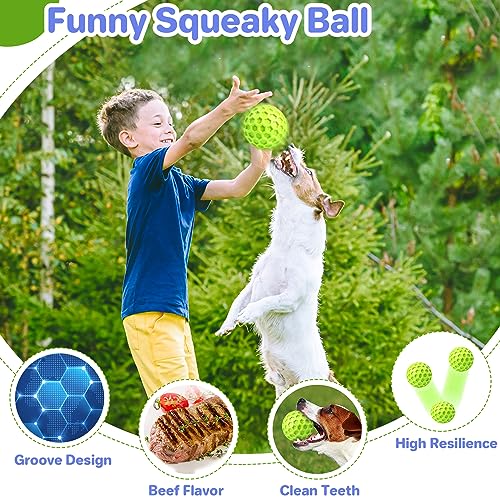 DISSKNIC Indestructible Squeaky Dog Balls, Interactive Dog Toys for Aggressive Chewers Large Breed for Relieving Anxiety, Dog Chew Toys Balls for Aggressive Chewers, Outdoor Dog Toys Dog Water Toys - color: Green, size: Large