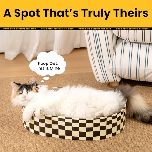 Conlun Oval Cat Scratcher Bed Bowl Lounge for Kittens | Medium | 2 Pack - color: Checkerboard, size: 2 Pack-Medium(16.9"L x 12.9"W x 3.5"Th)