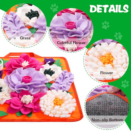 Snuffle Mat for Dogs,Dog Feeding Mat Sniff Mat Interactive Dog Puzzle Mat for Training and Stress Relief Encourages Natural Foraging Skills (Bright Orange) - color: bright orange