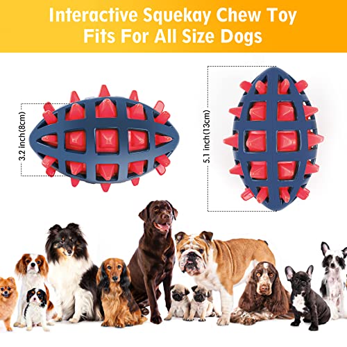 Dog Toy Ball, Dog Spiky Toy Ball with Squeaker, for Floating Chewing Fetching and Interactive Play (Red) - color: Red