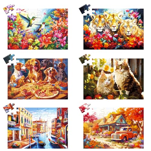 6 Pack 36 Large Piece Puzzle for Seniors Dementia Alzheimer's Products - color: 36 Large Pieces