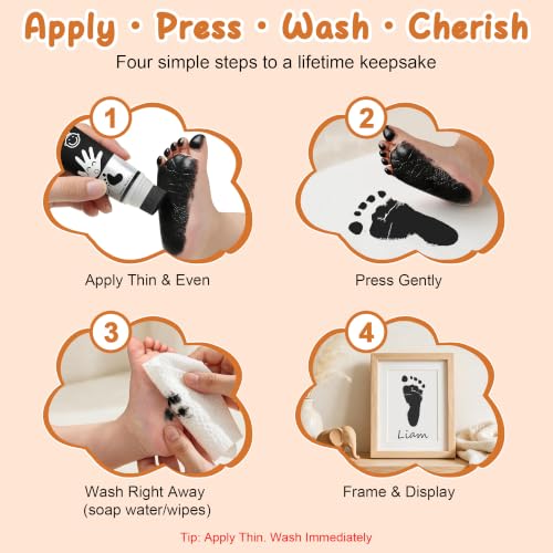 Baby Hand and Footprint Paint with Sponge Head, Washable Paint, Black - color: Black