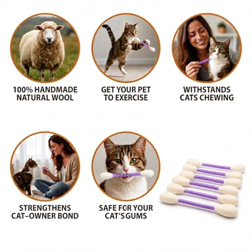 Glaciart One Swabs Cat Toys with Catnip - 6 Pk | Durable for Chew, Cute Cat Toys Interactive Kitty for Boredom, Exercise, & Play | Filled w/Organic Catnip for Anxiety & as Digestive Aid | Gift Idea - color: Purple Swabs, size: Regular