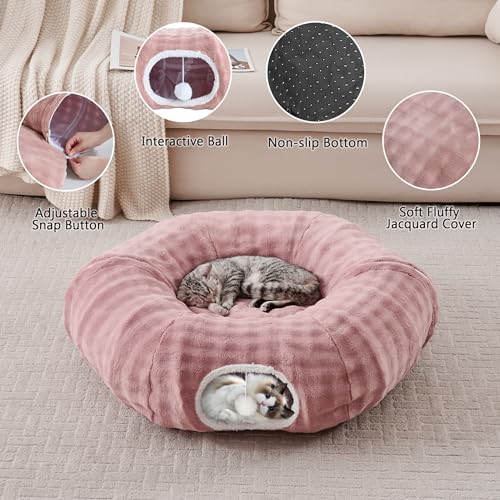 Bubble Round Cat Tunnel for Indoor Cats, Dusty Pink - color: Dusty Pink, size: Round