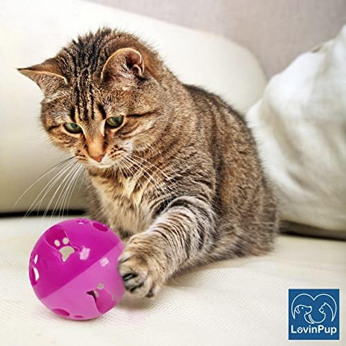 Large Cat Ball Toy with Bell – Pink (4", 1 Pack) - color: Pink - 1 Pack