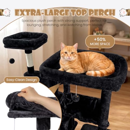 SHA CERLIN 87 in Multi-Level Tall Cat Tree Tower for Large Cats/Extra Wide Feline Activity Center/Sisal Scratching Posts/Wide Base/Cozy Plush Perches/Baskets/Hammocks/Toy Balls/Dark Grey - color: Dark Grey