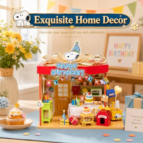 puremind 3D Wooden Snoopy Puzzle Birthday House, Peanuts DIY Model