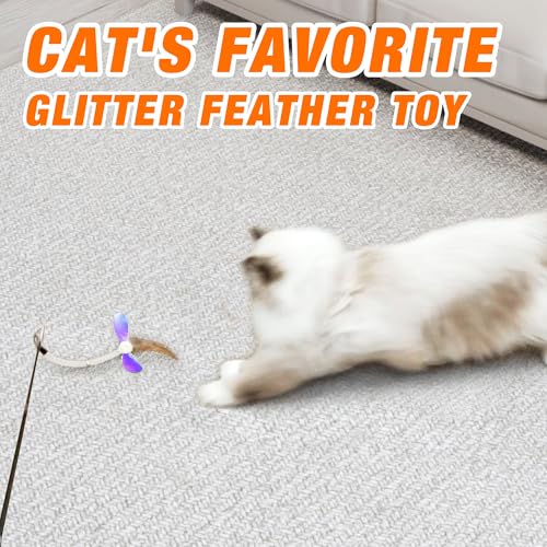 JXFUKAL Cat Feather Toy Refills, 4Pcs Simulation Butterfly Dragonfly Glitter Piece Feather Cat Lures Wand Attachment Replacement for Kitty Kitten Indoor Cats Accessories - color: 4PCS REFILLS