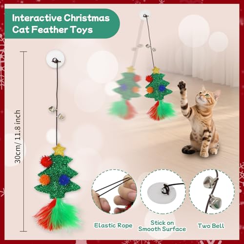 Cat Tunnel Christmas Tree Skirt, Multifunctional Christmas Tree Protector Washable Indoor Cat Donut Cave Bed with Interactive Toys Kitty Hideout Tubes for Small Animal,32"×10", (Plush, Reindeer) - color: Plush, Reindeer
