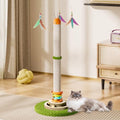 YARUOMY Tall Cat Scratching Post，40'' Cat Scratcher Tree Cat Toys for Indoor Cats with Cat Toys 4-Tier Roller Track，Automatically Rotating cat Teaser Wand，Hanging Balls for Kittens Adults Cats