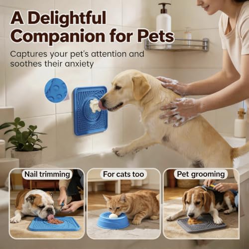 Slow Feeder Dog Bowls & Lick Mat for Liquid and Thick Treat(Grey) - color: GRAY