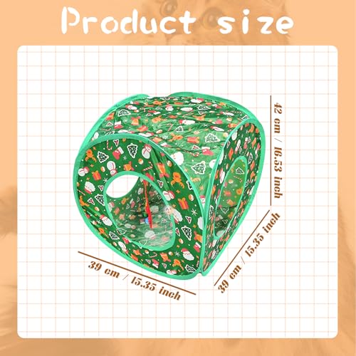 Andiker Cat Tent, 3 Holes Safe and Strong Cute Cats Tunnel Collapsible Easy to Carry Cat House for Indoor Cats Kittens Hiding Playing Training Sleeping (Square Green) - style: Square Green