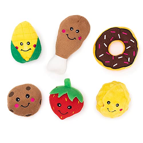 ZippyPaws Burrow Replacement Miniz Squeaky Enrichment - Mixed Food 6 Pack - style: Assorted Foods (6-Pack)