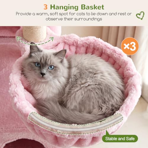 Globlazer Large Cat Tree 72in Tall Cat Climbing Tower, F72G, Pink - color: Pink