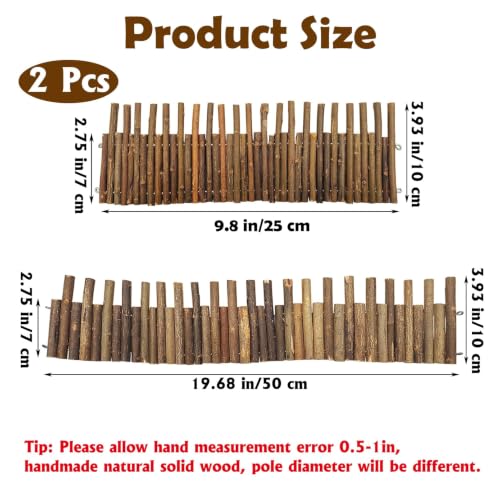 PINVNBY Bendy Hamster Climbing Ladder Bridge Long Natural Wooden Rat Fence - size: L:19.7x4inches,9.8x4inches