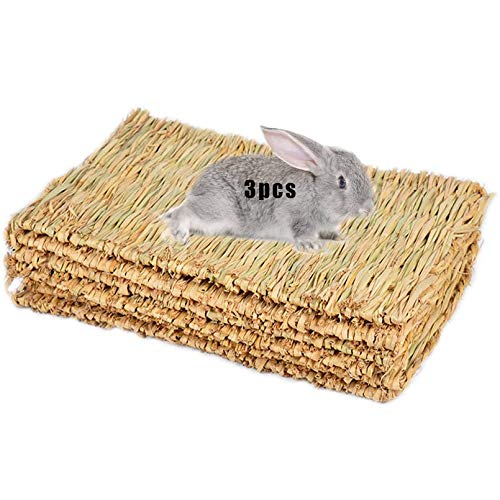 Hamiledyi Grass Mat Woven Bed Mat for Small Animal Bunny Bedding(Pack of 3)