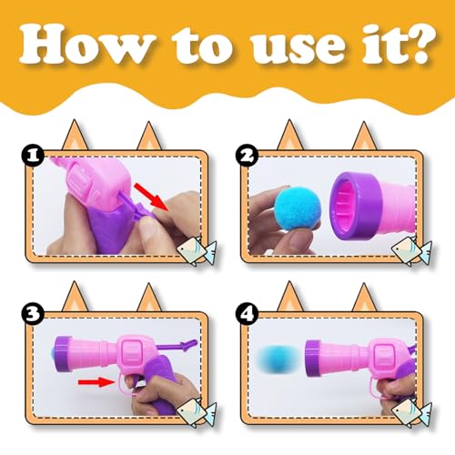 Andiker Cat Toy Balls Set, 30pcs Plush Cat Pom Pom Balls&a Plastic Launcher Set for Kitten Catch&Fetch Interactive Cat Toy with Colorful&Soft Cat Balls for Indoor Cats to Keep Fit (Pink 30pcs) - style: Pink 30pcs