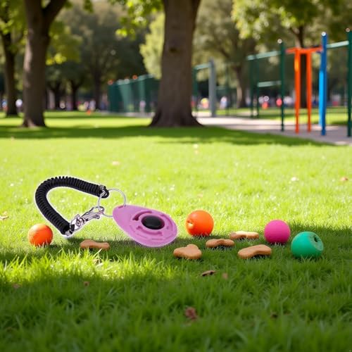 2Pcs Pink Clicker Easy to Use with Button Dog Training Accessories Strong and Long-Lasting,Training and Behavior Aids