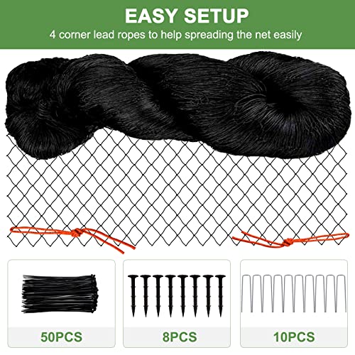 Bird Netting 25'x50'with 3/4" Square Mesh, Heavy Duty Nylon Garden Netting - size: 3/4", 25' x 50'