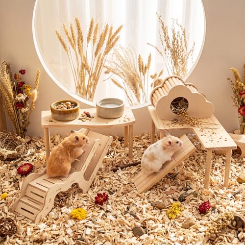 BreezeHug 4 Pcs Hamster Cage Accessories Hamster Platform Toy, L-Shaped - style: L-shaped