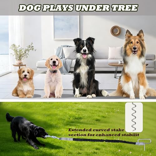 Dog Bungee Tug Toy in outside with Stake, outside dog toys for Yard & Tree