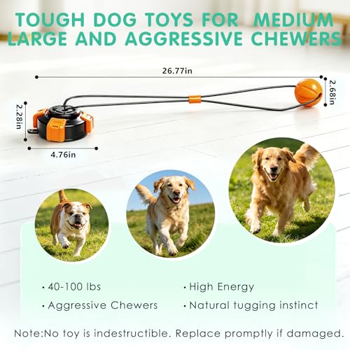 Fuufome Suction Cup Dog Toys for Medium Large Aggressive Chewers - color: Orange