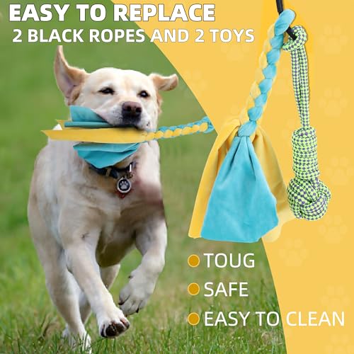 Flirt Pole Dogs, Dog Chase Toy with Squeakers Inside, Dog Fishing Pole Toy for Large Medium Small Dogs to Keep the Puppy Entertained and Physically Exhausted, Rope+Ball - style: Rope+Ball