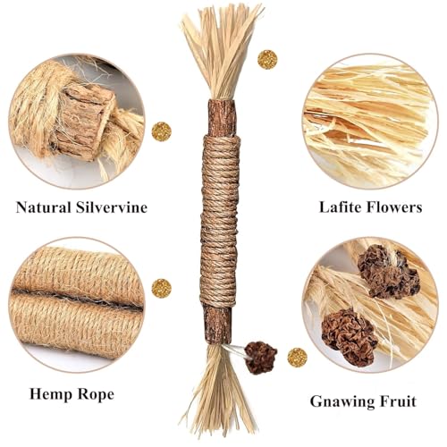 Cat Chew Toy Silvervine Sticks for Cats, Cat Toy Catnip Rope Toys for Kitten Dental Care Safe Teeth Cleaning Toy for Indoor Cats Kitty Kicker Toy Interactive Catnip Kitty Toys for All Breeds Cat