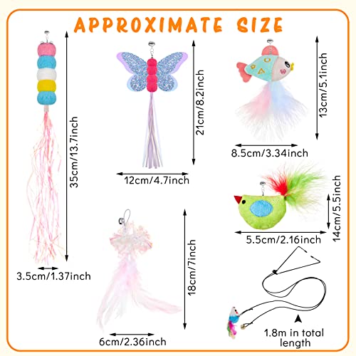 8 Pcs Doorway Cat Toys Indoor Feather Cat Toys Door Hanger Cat Toys Interactive Hanging Cat Toys Dragonfly Little Mouse Toys Retractable Cat Teaser Toys Kitten Toys for Play, 6 Styles (Vibrant Style) - style: Vibrant Style