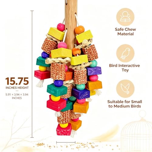 Large Bird Toys for Parrots Toys Natural Colored Wooden Chew Accessories for Macaws, Cockatoos, African Grey, and Amazon Parrots (Small Bird Toys) - color: Small Bird Toys