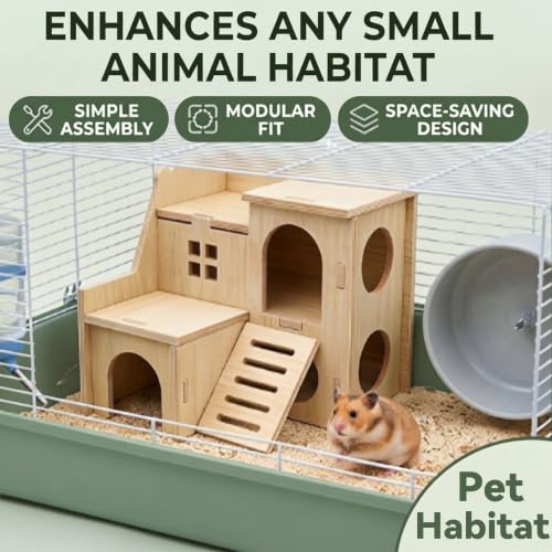 Wooden Hamster Hideout, Cage Accessories Small Pet Enrichment Toy