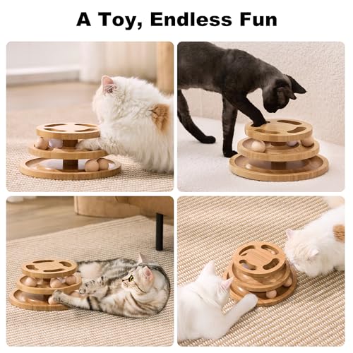 ZOMISIA Cat Ball Track Toy & 26'' Cardboard Cat Scratcher Bed