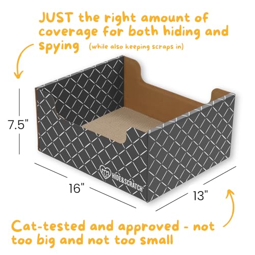 Hide & Scratch Cardboard Cat Scratcher Box & Bed Dark Grey 2 Pack Cat Pad - color: Dark Grey