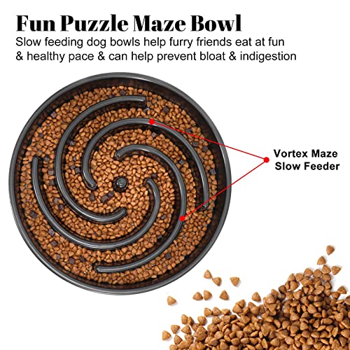 Slow Feeder Large Dog Bowl - Maze Puzzle Bowl for Medium to Large Dogs - Non Slip, Interactive, Bloat Stop, Healthy Feeding Dish - Gray - color: D-gray