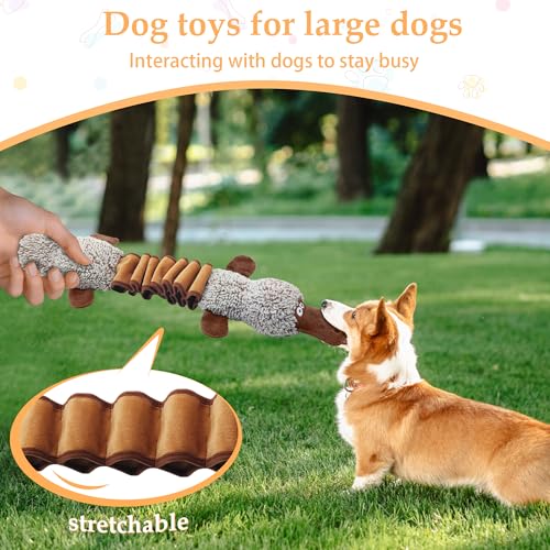 Squeaky Dog Toys, Stuffed Large Dog Toys to Keep Them Busy, Interactive Plush Chew Toys with Crinkle Paper, Tough Pet Animal Toys for Small Medium Large Dogs - Platypus - color: Brown