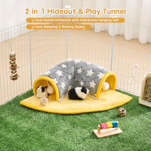 Avont Guinea Pig Tunnel Bed, Washable Hideout for Small Pets - color: Star