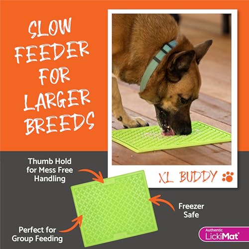 LickiMat X Large Breed Buddy Dog Lick Mat, Dog Calmer, Slow Feeder, Anxiety Reliever Alternative to Puzzle Toys, Slow Feeding Bowls. Use Peanut Butter, Wet, Raw, Mixed Food, Healthy Treats - Turquoise - color: Turquoise