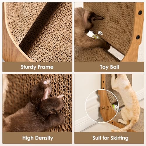 EHEYCIGA Cardboard Cat Scratcher for Indoor Cats, 26.8 Inch, Brown - color: Brown, size: 16.6x11.2x26.8