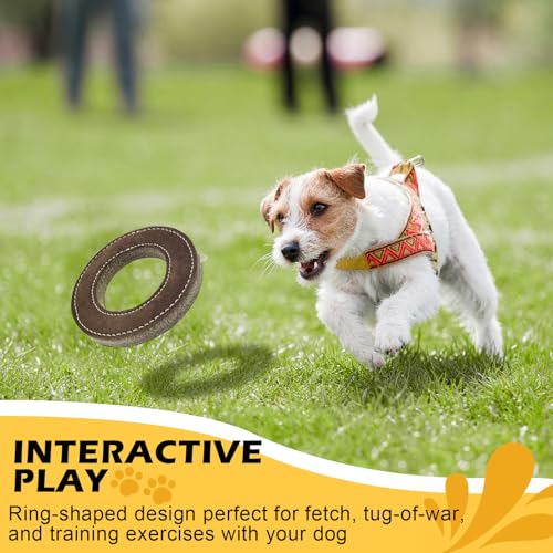 7" Leather Dog Chew Toy for Fetch & Tug of War for Medium Large Dogs