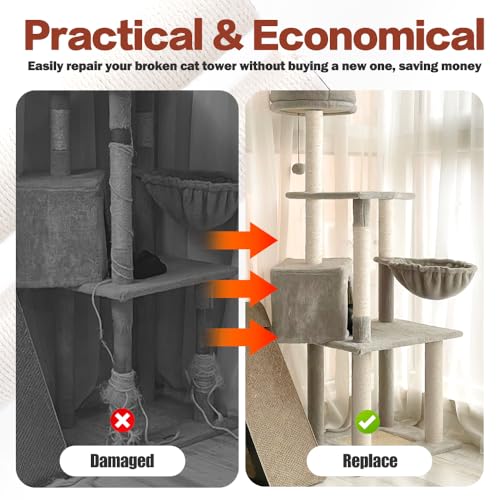 OSPNIEEK 4 Pack 15.7" M8 Cat Scratching Post Replacement, Natural Sisal Rope Kitten Tree Scratcher Refill with Screws, DIY Hemp Scratch Pole Parts for Indoor Cats Tower Refurbishment Accessories - size: 4x15.7" Posts (15.7"+15.7"+15.7"+15.7")