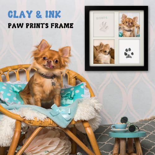 MYPAWLETS Ink&Clay Paw Print Kit for Dog Cat,Pawprint Keepsake Frame,Black - color: Black