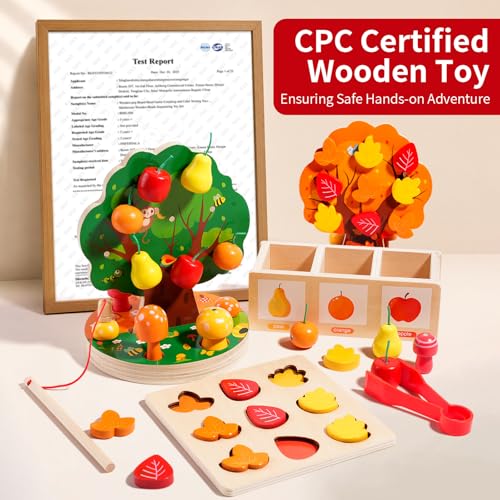 INIFEIDALA Montessori Toys for 3 4 5 6 Year Old - Fine Motor Skills Toy - size: Apple Picking