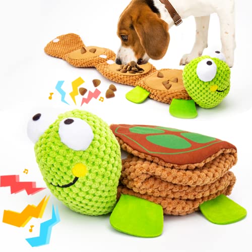 lilfrd Dog Puzzle Enrichment Toy, Squeaky Crinkle Plush Turtle Puppy Toy - style: Turtle
