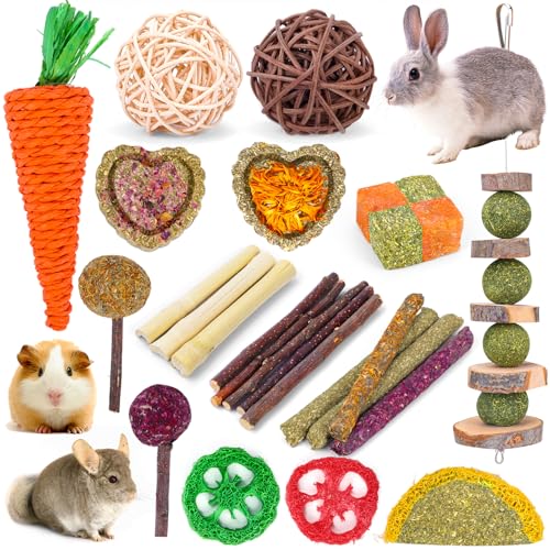 Bunny Toys for Rabbits Hamster/Guinea Pig Toys Natural Timothy Hay Sticks - size: 24Pack-Set