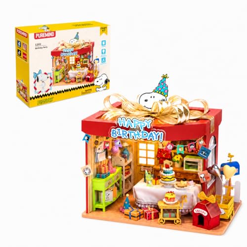puremind 3D Wooden Snoopy Puzzle Birthday House, Peanuts DIY Model