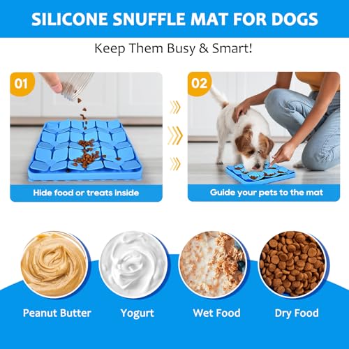 Silicone Snuffle Mat for Dogs 2 Pack, Blue & Purple
